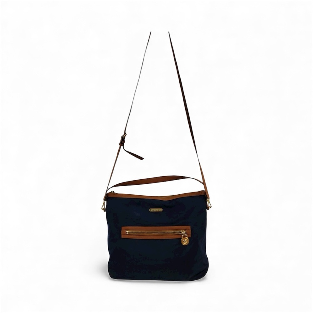 Michael Kors MK Large Nylon Crossbody Shoulder Handbag Purse Navy